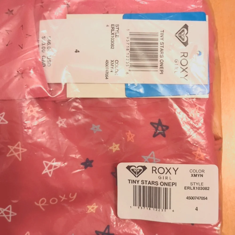 Roxy Pink Guava Tiny Stars Ruffle Off Shoulder One Piece Swim Suit Size 4T